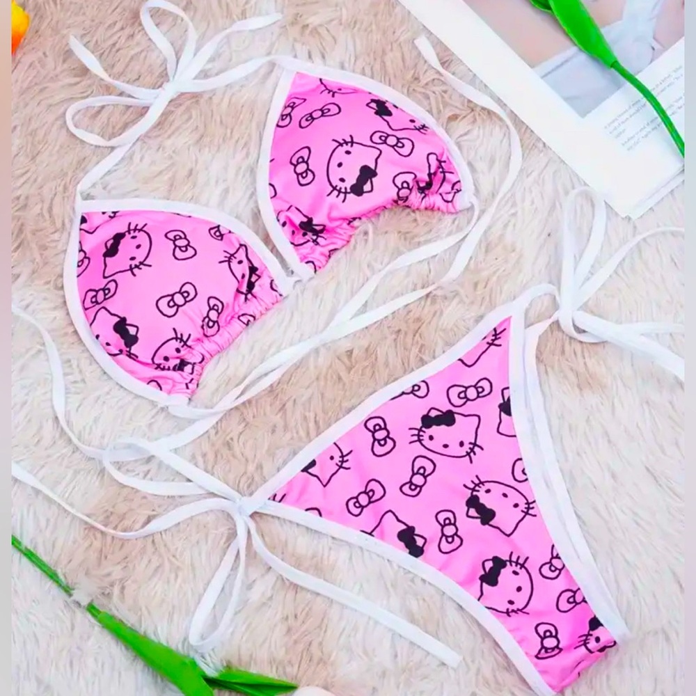 NWOT Hello Kitty Triangle String Bikini Set - Picture 4 of 5